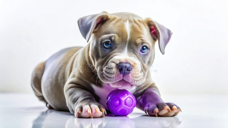 Enthralling Purpuriu American Bully Puppy Jucăuș Jucăuș Jucăuș O Imagine Suprarereală Stoc pentru Design creativ royalty free illustration