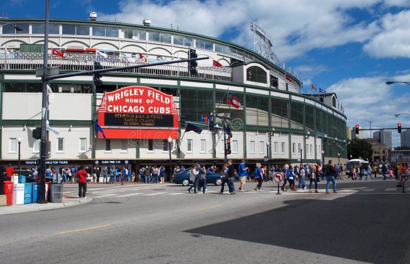 Outside entrance of MLB Chicago Cubs baseball team at Wrigley Field in Chicago IL USA. Outside entrance of MLB Chicago Cubs baseball team at Wrigley Field in Chicago IL USA.