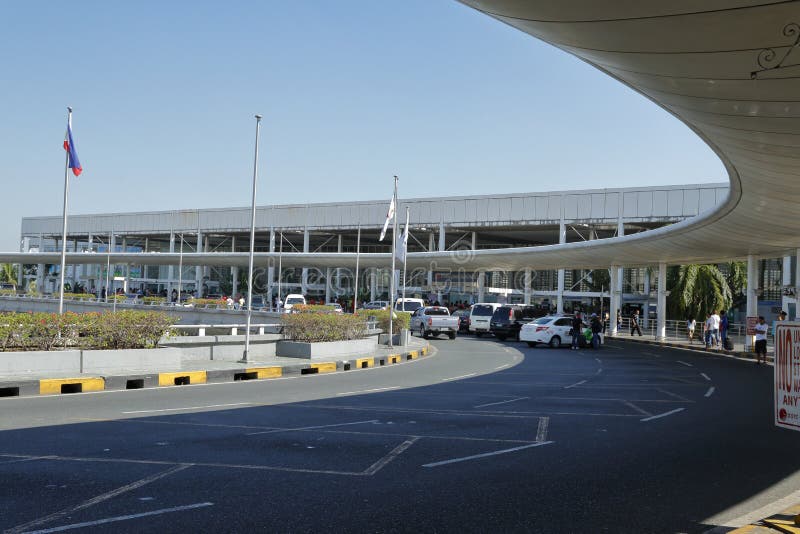 Entrada do terminal de aeroporto internacional de Ninoy Aquino, Manila-Filipinas