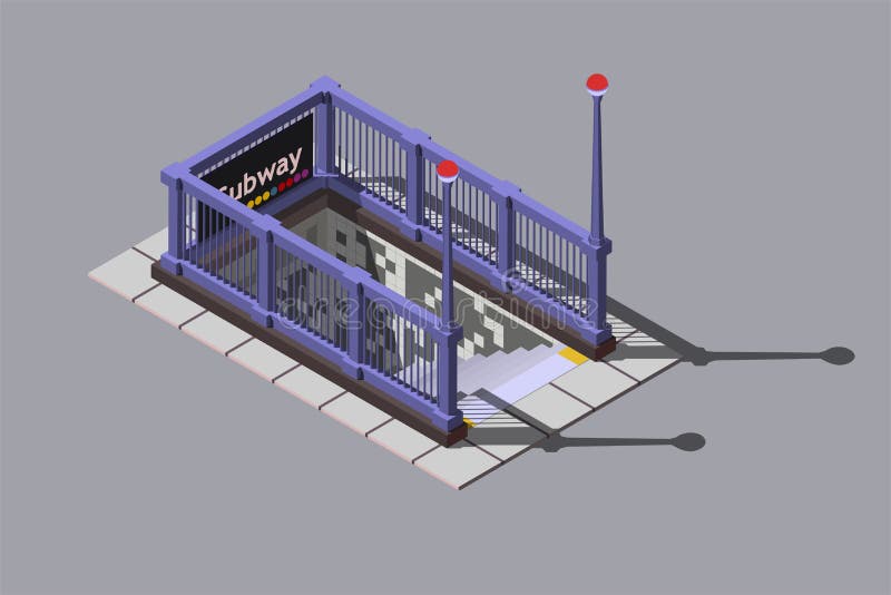 A entrada à estação de metro subterrânea, vector a ilustração isométrica ilustração do vetor A entrada à estação de metro subterrânea, vector a ilustração isométrica ilustração do vetor