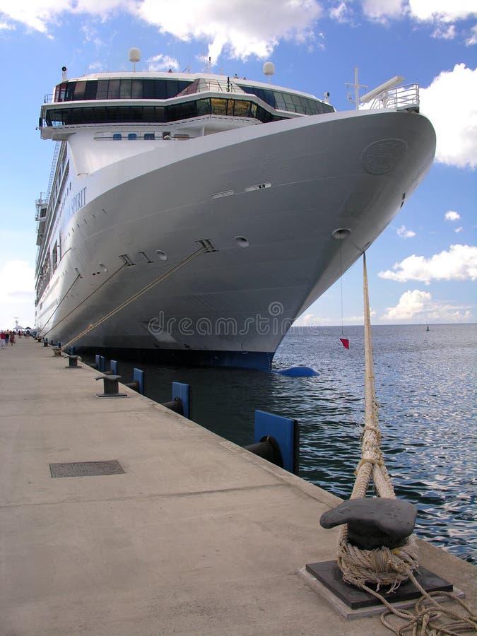 A docking cruiseship in a port. A docking cruiseship in a port