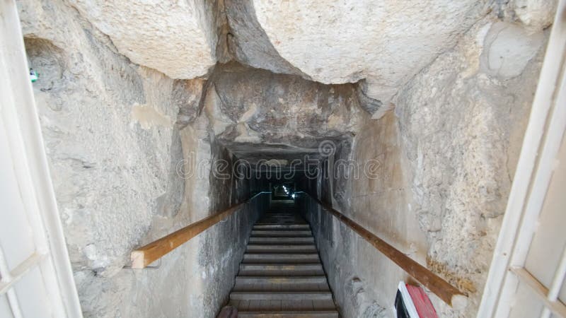 Entrance of Bent pyramid walking trekking  attraction go inside pharoah tomb stock photography