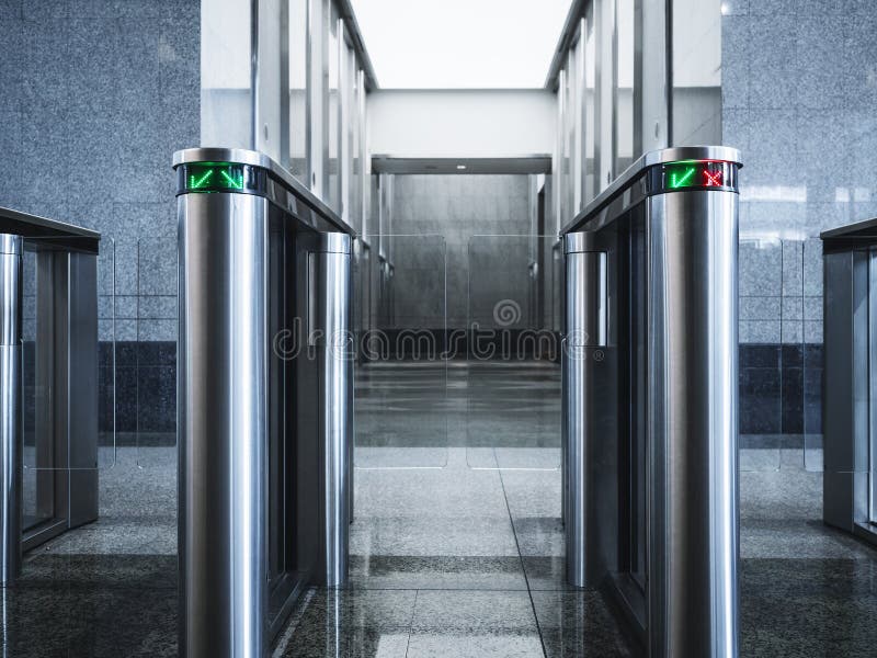 Entrance gate card Access Security system Office building stock photos
