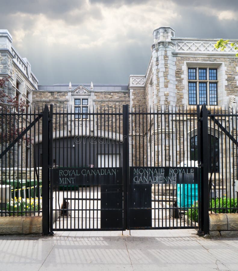 Entrance gate to the Royal Canadian Mint stock photo