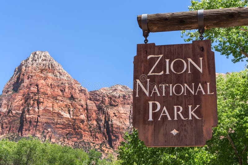 Entrance sign at Zion National Park