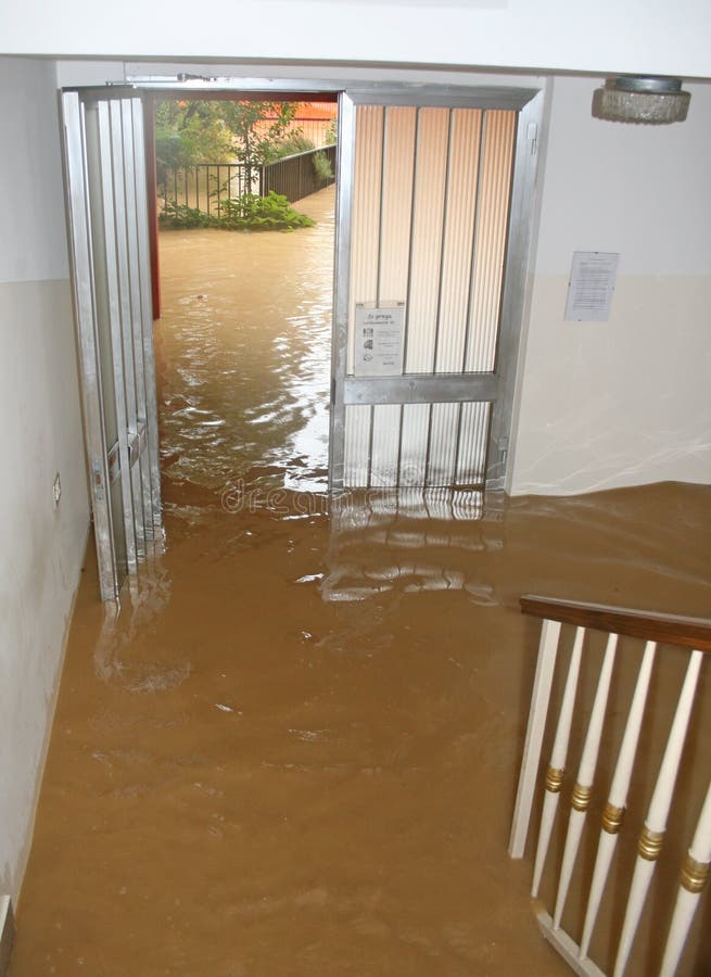 Entrance and staircase of the House invaded by mud 2 stock photo