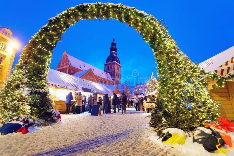Entrance to the Christmas Market in Riga royalty free stock photo Entrance to the Christmas Market in Riga royalty free stock photo