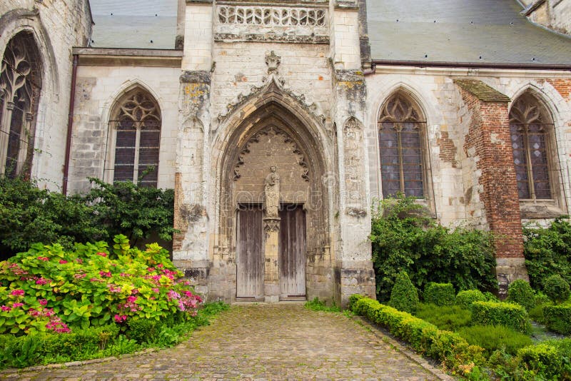 Entrance to the church of Saint Saulve church, Montreuil Sur Mer, France