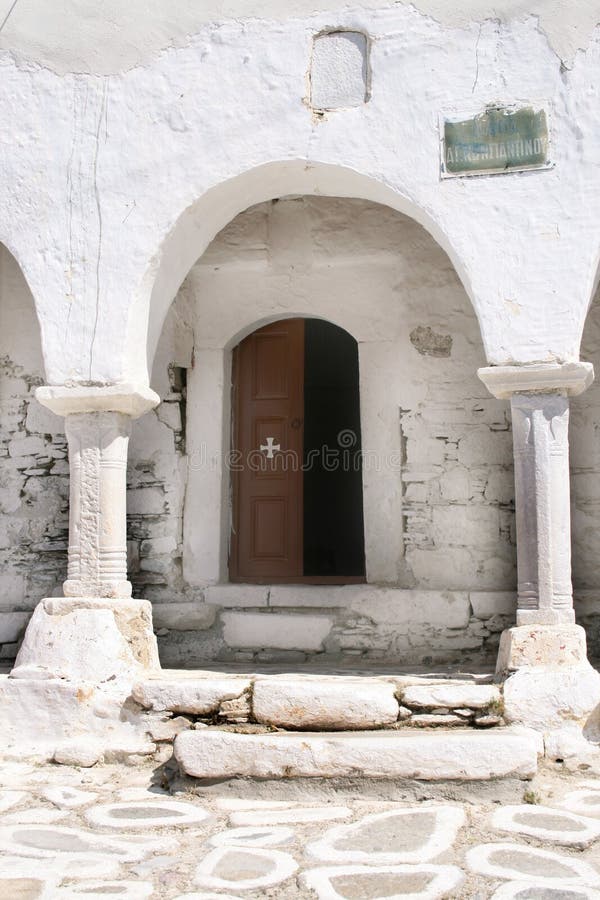 Entrance to orthodox church- Paros, Greece