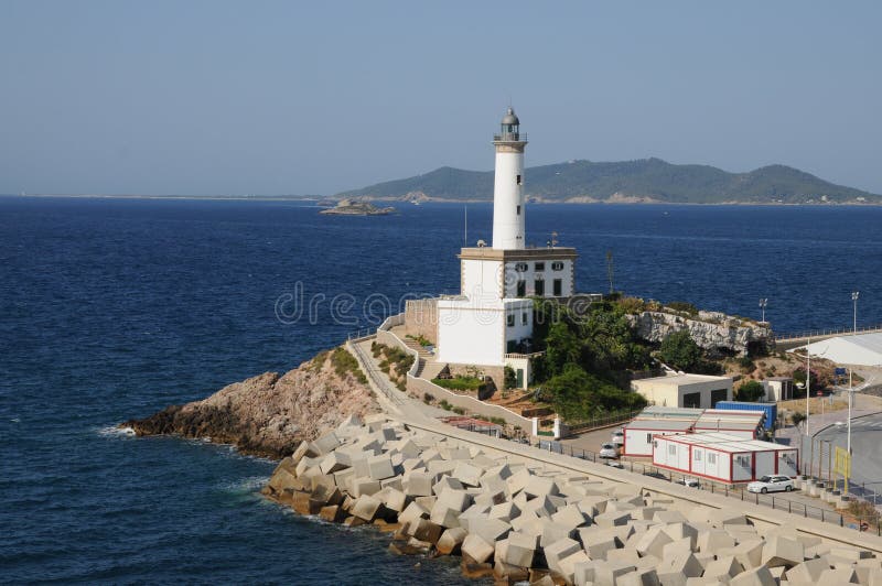 White Lighthouse Es Botafoc in Ibiza Balearic Islands Soain