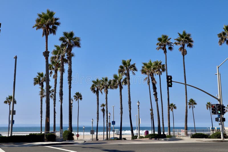 Huntington Beach Beach Parking Lot Entrance Stock Image - Image of ...