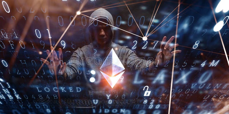 Entrando en el mundo de la criptografía. medios mixtos stock de ilustración