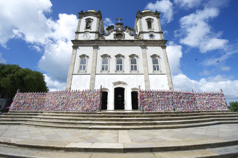 Entrata alla chiesa Salvador Bahia Brazil di Bonfim fotografie stock Entrata alla chiesa Salvador Bahia Brazil di Bonfim fotografie stock