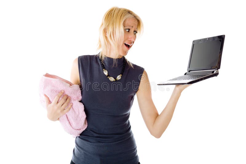 A woman living her life between family and career. Visual representation of a modern girl holding her baby and a laptop in hand: being a woman offers many challenges in life and, sometimes, you have to be the supermom. A woman living her life between family and career. Visual representation of a modern girl holding her baby and a laptop in hand: being a woman offers many challenges in life and, sometimes, you have to be the supermom.