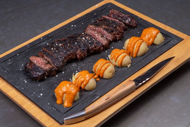 Entrecote steak stock image. Image of steak, chips, beef 179728819