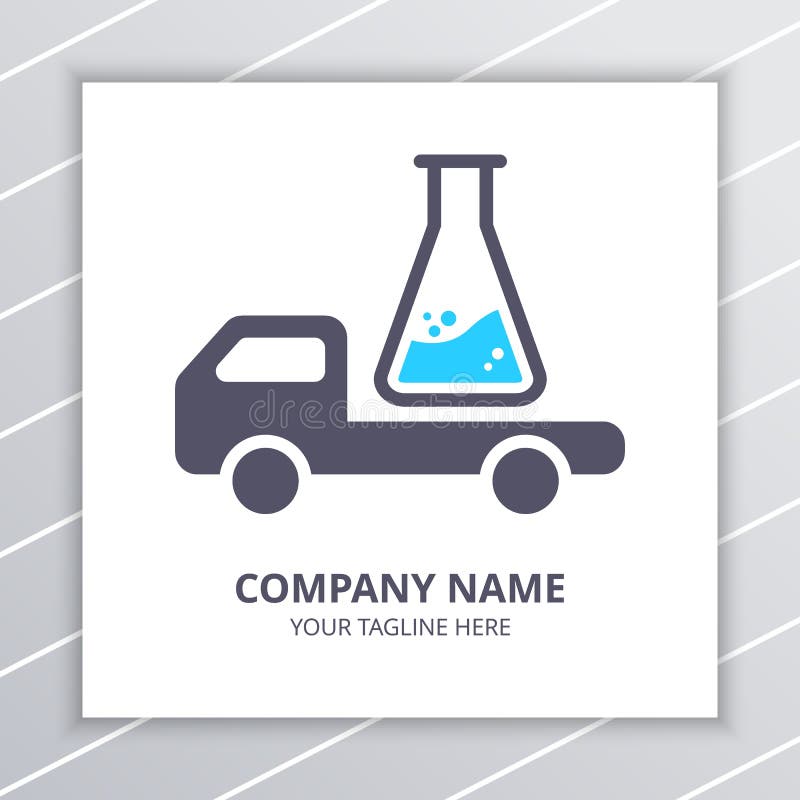 Entrega Logo Design Concept del laboratorio de investigación, botella del laboratorio y elemento del coche del camión ilustración del vector Entrega Logo Design Concept del laboratorio de investigación, botella del laboratorio y elemento del coche del camión ilustración del vector