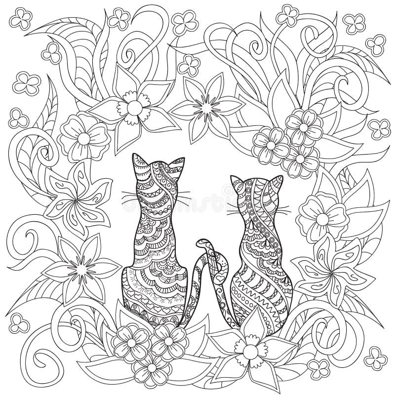 Desenhos simples para crianças para colorir de Gatos - Gatos - Coloring  Pages for Adults