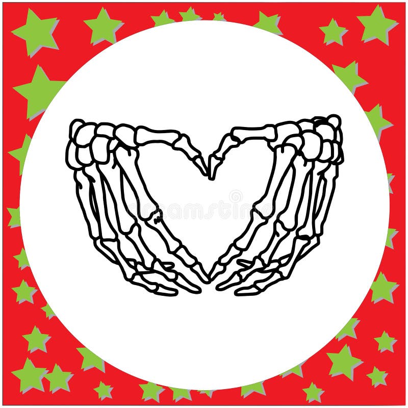 Entregue a mão de esqueleto tirada com iso da ilustração do vetor do sinal do coração ilustração do vetor Entregue a mão de esqueleto tirada com iso da ilustração do vetor do sinal do coração ilustração do vetor
