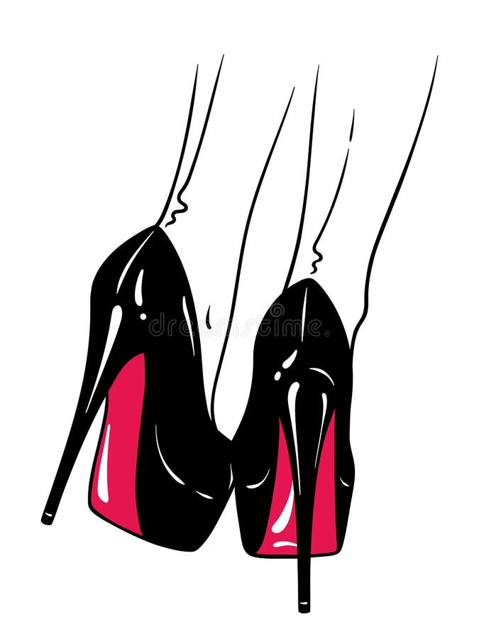 Hand drawn female legs in high heels and seamed stockings. Flash tattoo or print design in noir comics style vector illustration. Hand drawn female legs in high heels and seamed stockings. Flash tattoo or print design in noir comics style vector illustration.