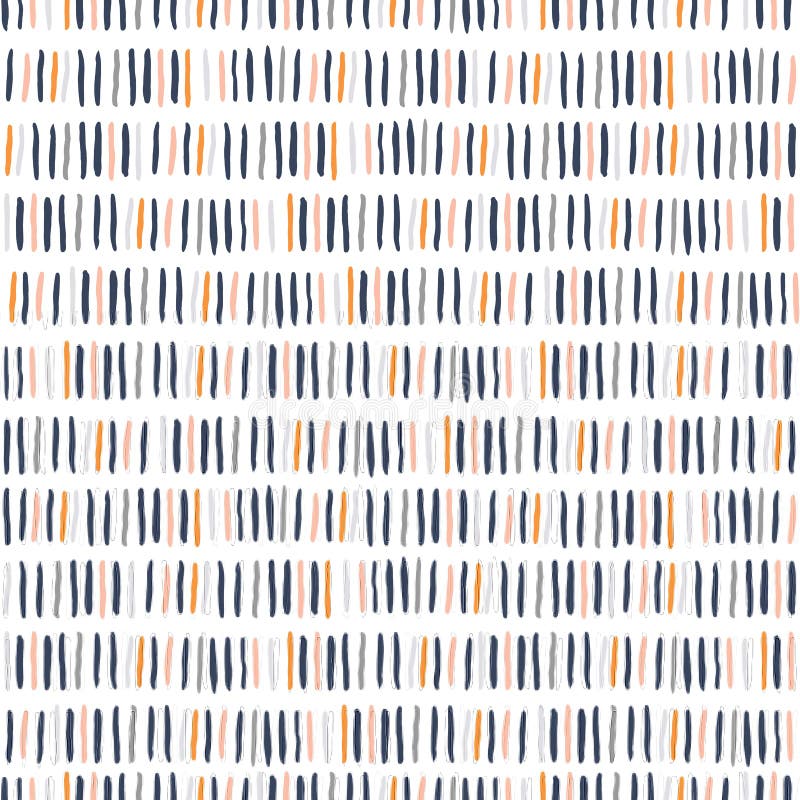 Entregue pontos e listras tribais coloridos tirados no teste padrão sem emenda do vetor branco do fundo Desenho geométrico étnico ilustração stock Entregue pontos e listras tribais coloridos tirados no teste padrão sem emenda do vetor branco do fundo Desenho geométrico étnico ilustração stock