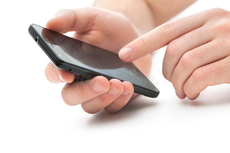 Mãos com um telefone esperto Mãos com um telefone esperto