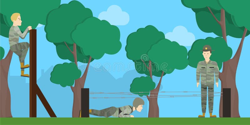 Entrenamiento para los soldados ilustración del vector Entrenamiento para los soldados ilustración del vector