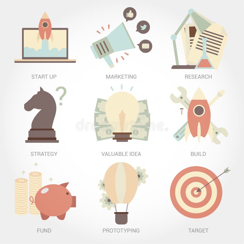 Entrepreneurship flat design icon set royalty free illustration Entrepreneurship flat design icon set royalty free illustration