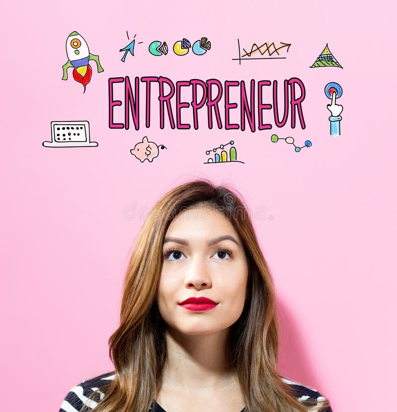 Entreprenörtext med den unga kvinnan royaltyfria foton Entreprenörtext med den unga kvinnan royaltyfria foton