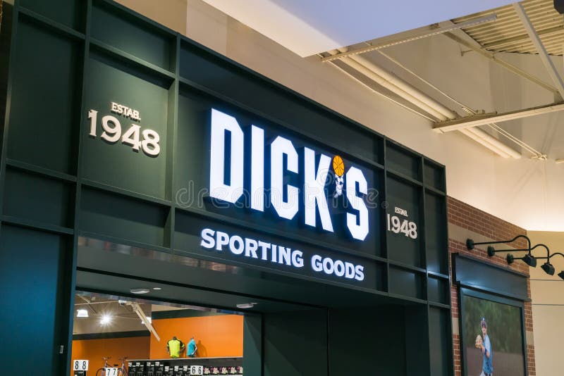 Entrée de magasin de marchandises sportives du ` s de Dick image libre de droits Entrée de magasin de marchandises sportives du ` s de Dick image libre de droits