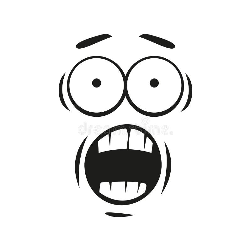 Scared face expression isolated emoticon screaming from fear. Vector shocked emoji, afraid or anxious character. Scared face expression isolated emoticon screaming from fear. Vector shocked emoji, afraid or anxious character