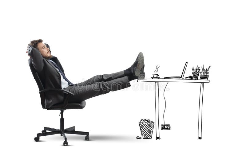 Successful businessman relaxing in an imaginary office. Successful businessman relaxing in an imaginary office