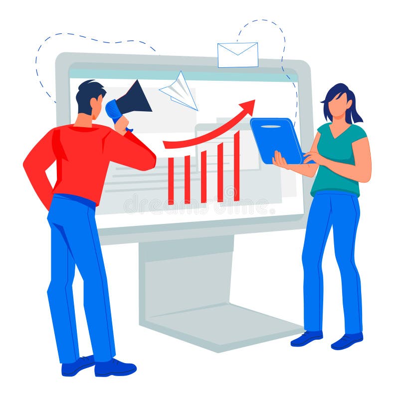 Entwicklung einer Strategie zur Positionierung von Unternehmen und Markenförderteam. stock abbildung