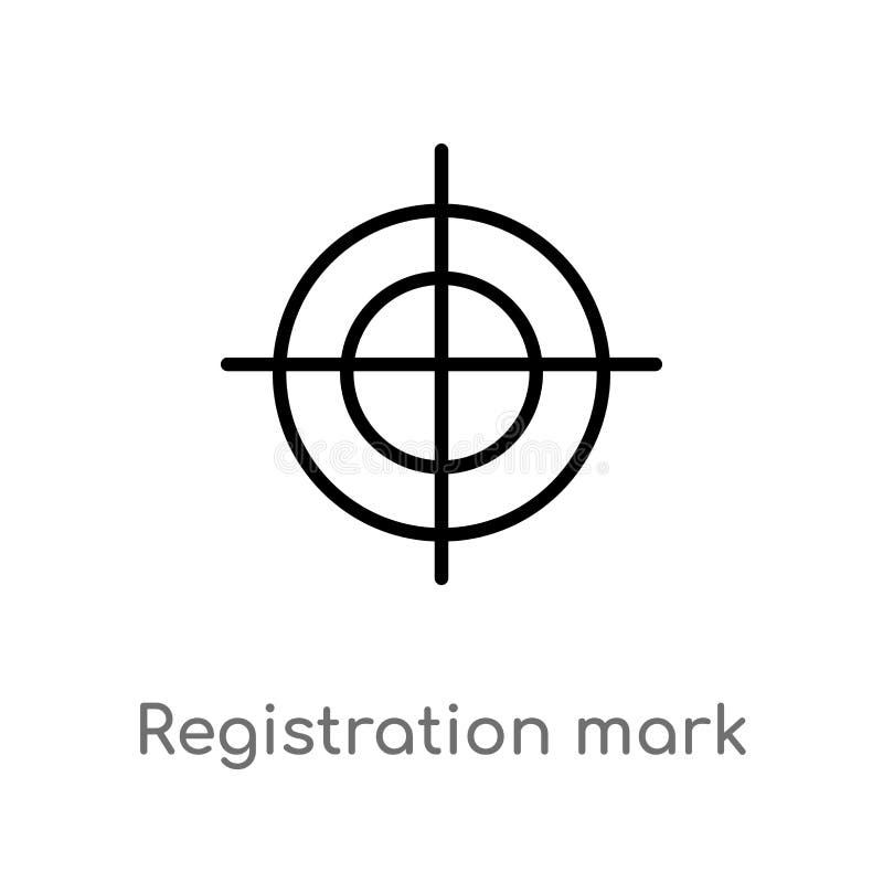 outline registration mark vector icon. isolated black simple line element illustration from edit tools concept. editable vector stroke registration mark icon on white background. outline registration mark vector icon. isolated black simple line element illustration from edit tools concept. editable vector stroke registration mark icon on white background