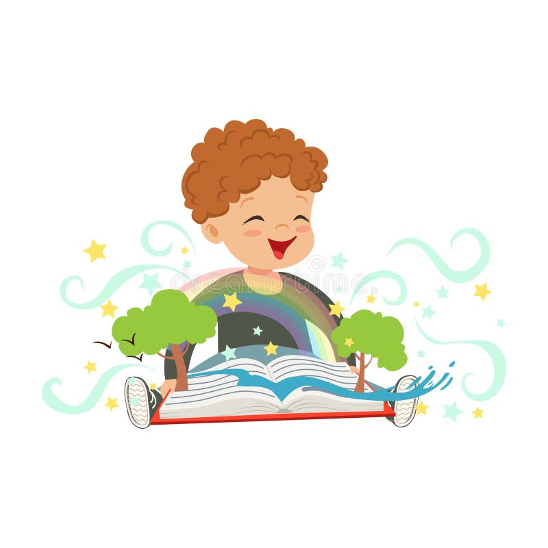 Entzückender Kleinkindjunge, der Spaß mit magischem Knall-obenbuch hat Netter Kindercharakter mit bunter Fantasie phantasie stock abbildung Entzückender Kleinkindjunge, der Spaß mit magischem Knall-obenbuch hat Netter Kindercharakter mit bunter Fantasie phantasie stock abbildung