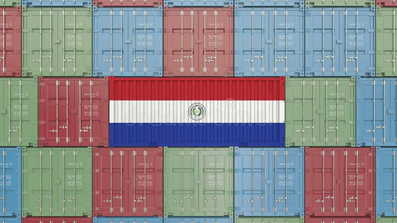 Envase con la bandera de Paraguay Las mercancías paraguayas relacionaron la animación conceptual 3D