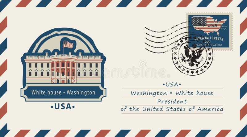 Envelop met Wit Huis en Amerikaanse vlag royalty-vrije illustratie Envelop met Wit Huis en Amerikaanse vlag royalty-vrije illustratie