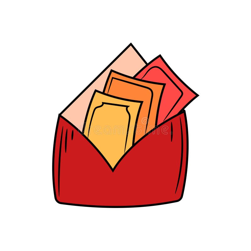 Envelope angpao chinês com estilo de rabisco linear desenhado à mão ilustração do vetor