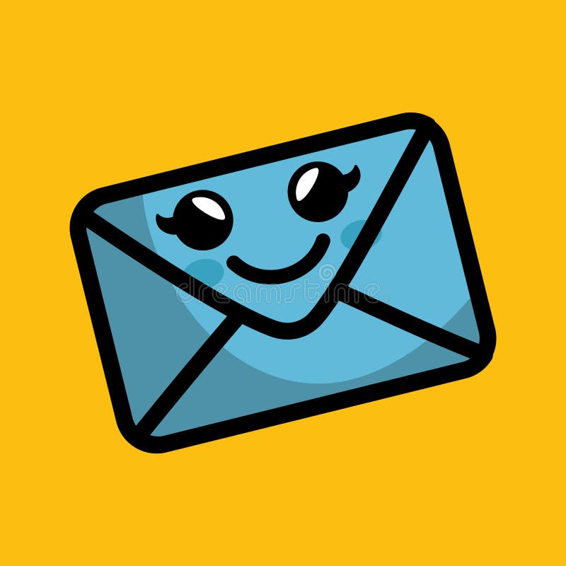 Envelope comic character icon stock illustration