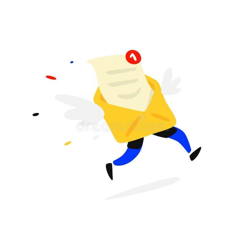 Envelope de envio pelo correio de corrida com uma letra e pés Vetor Você rotula sms Email Mascote para as disposições postais da ilustração royalty free Envelope de envio pelo correio de corrida com uma letra e pés Vetor Você rotula sms Email Mascote para as disposições postais da ilustração royalty free