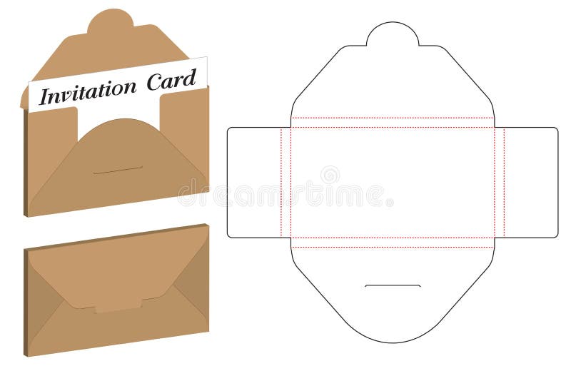 Envelope Die Cut Mock Up Template Vector Illustration. Stock Vector