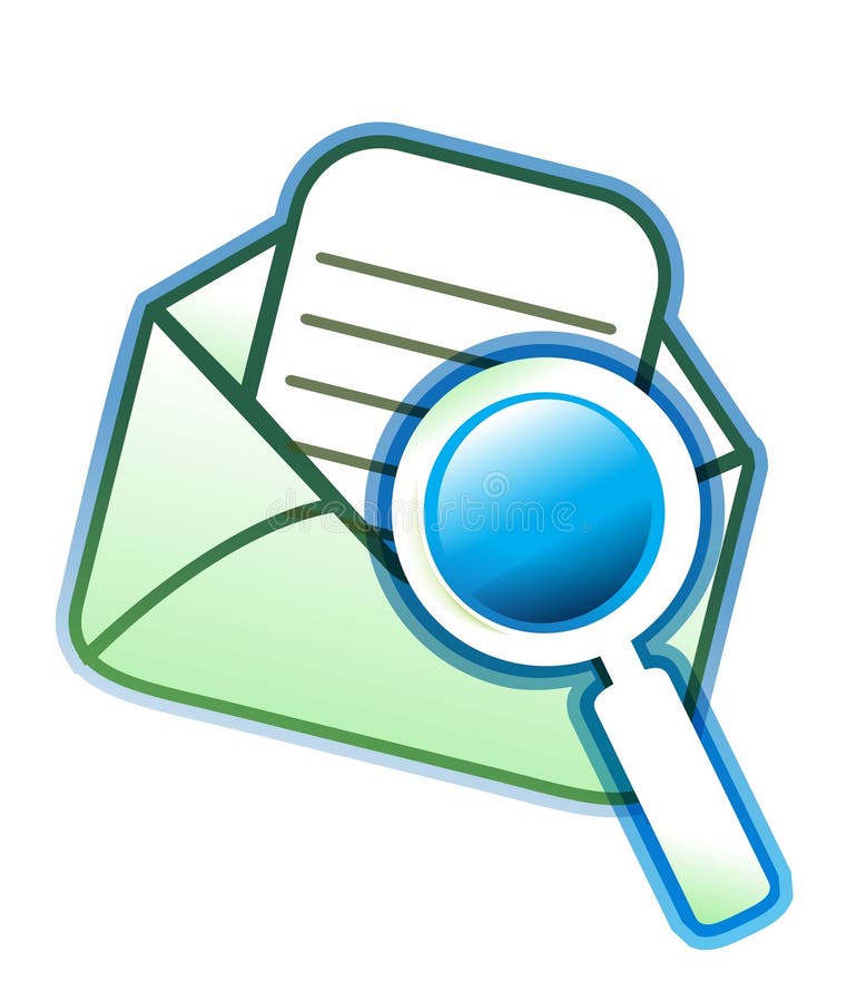 Envelope email and magnifying glass royalty free illustration