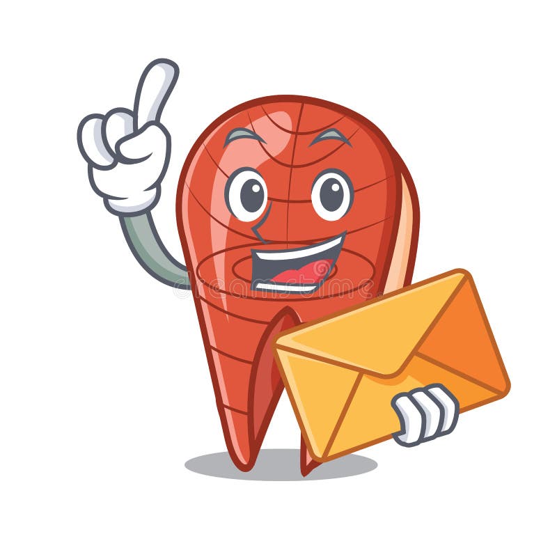 With envelope fish slice character cartoon vector illustration With envelope fish slice character cartoon vector illustration