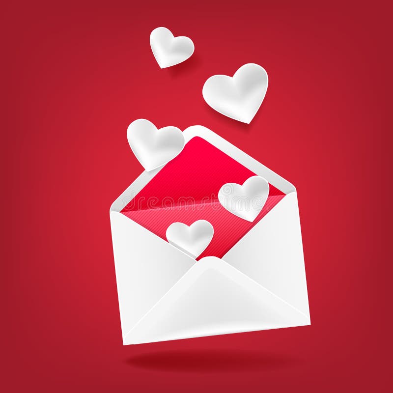 Envelope with hearts. The idea of the cards in Valentines Day stock illustration Envelope with hearts. The idea of the cards in Valentines Day stock illustration