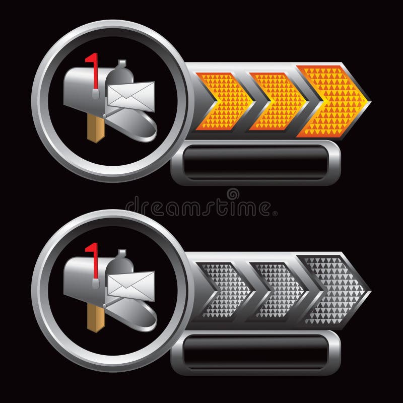 Envelope In Mailbox On Checkered Arrow Banners Stock Vector