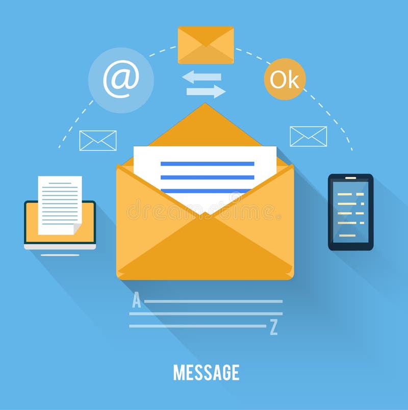 Envelope with message and email technology royalty free illustration