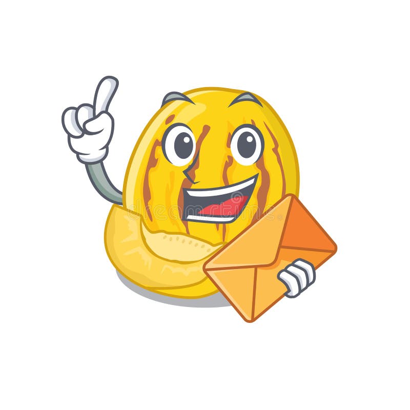 With envelope pepino melon in a cartoon basket stock illustration With envelope pepino melon in a cartoon basket stock illustration