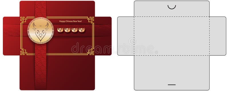 Chinese New Year Money Red Packet, Template Envelope. 2021 Year of Metal  Ox. Hieroglyph Translate Good Luck in the New Year Stock Vector -  Illustration of layout, card: 200612528