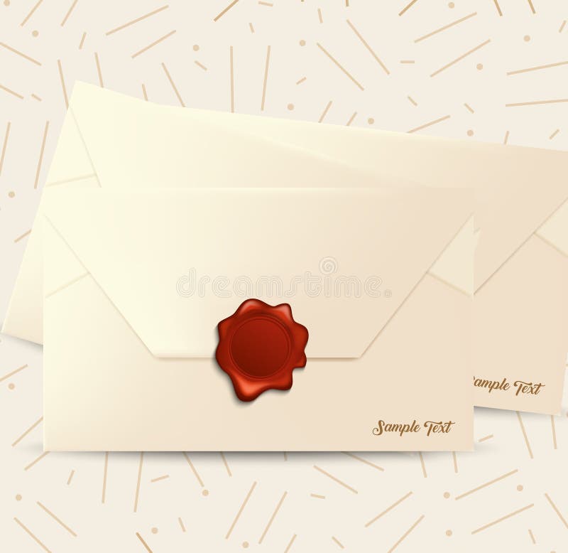Envelope with red wax seal vector illustration Envelope with red wax seal vector illustration