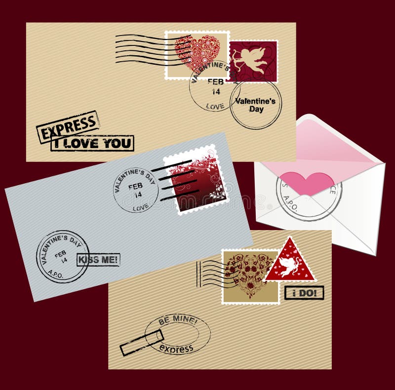 Envelope for Valentine S Day. Stock Vector - Illustration of postmark ...