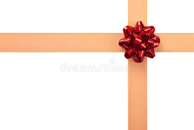 Enveloppe de cadeau avec la bande orange et la proue rouge photos libres de droits Enveloppe de cadeau avec la bande orange et la proue rouge photos libres de droits